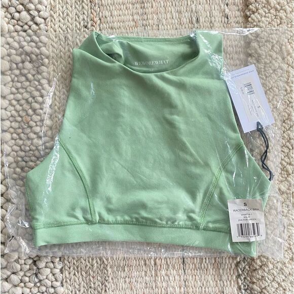 WeWoreWhat Solid Racerback Bra Solid Fair Green Size Small NWT - Picture 3 of 5